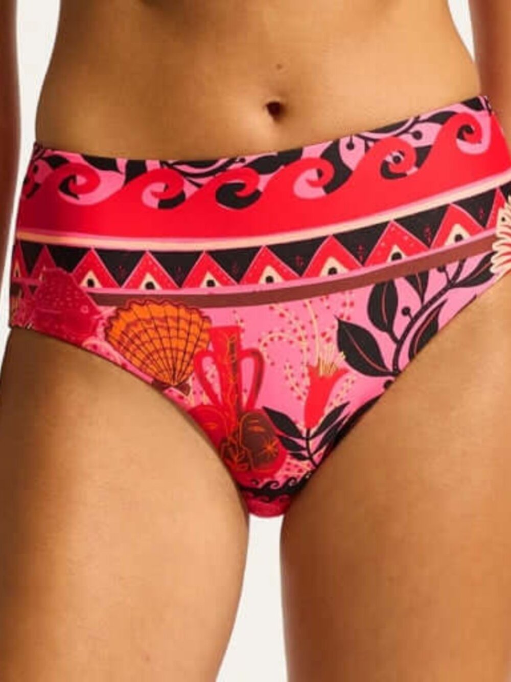 Seafolly Atlantis High Waisted Swim Bikini Bottom Womens US 8 Paradise Pink NWT